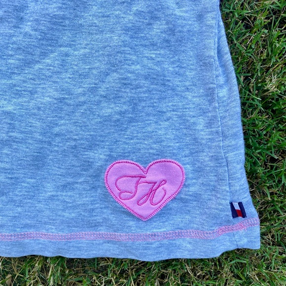 Y2K VTG Tommy Hilfiger Tank Top Grey Pink Heart TH Logo XL Vintage - Picture 4 of 9